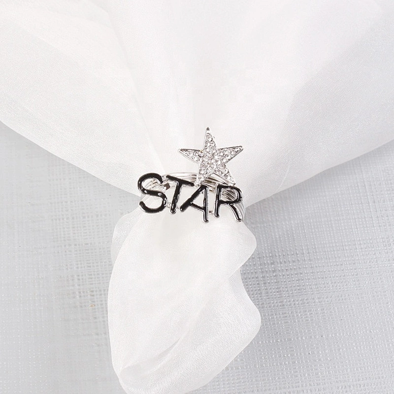 factory custom letter rhinestone star design crystal table napkin ring