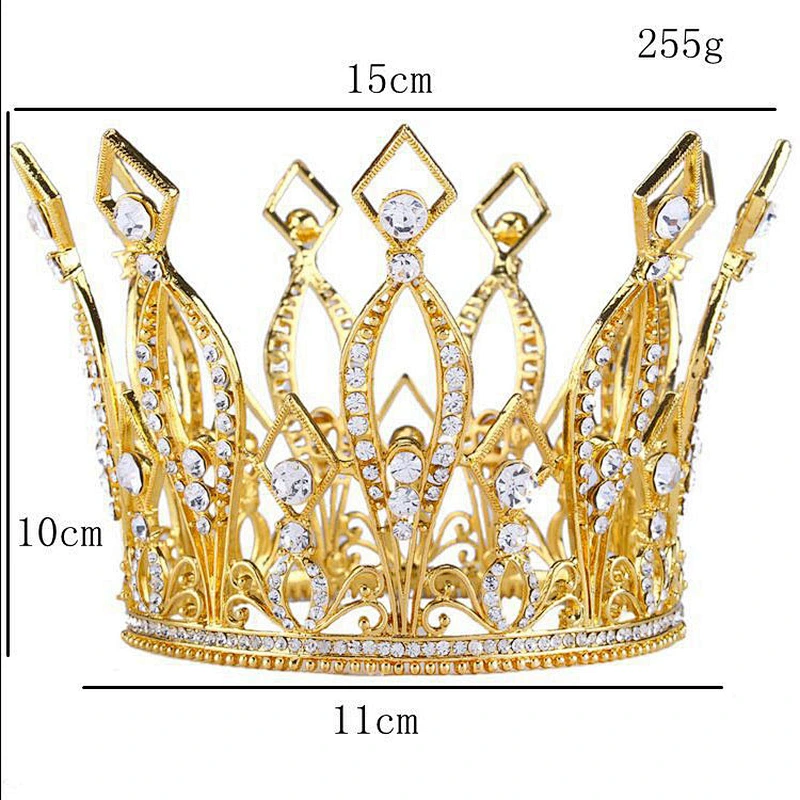 Zirconia Fashion large gold kings Baroque  tiara crown for pageant