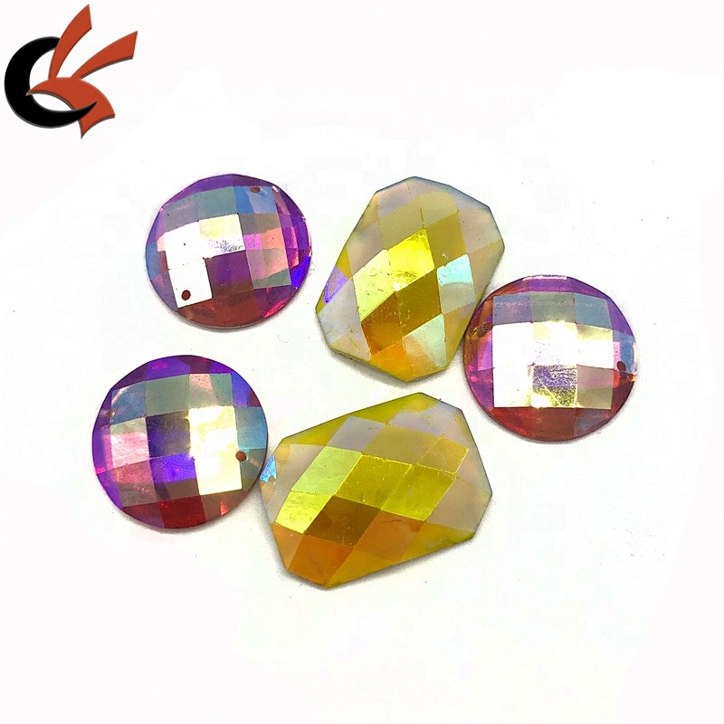 Fashion  yellow AB rectangle sew on resin rhinestone for Carnival decoration