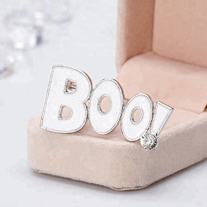 Black,Red,White  BOO! Glitter Enamel Halloween Brooch Pin