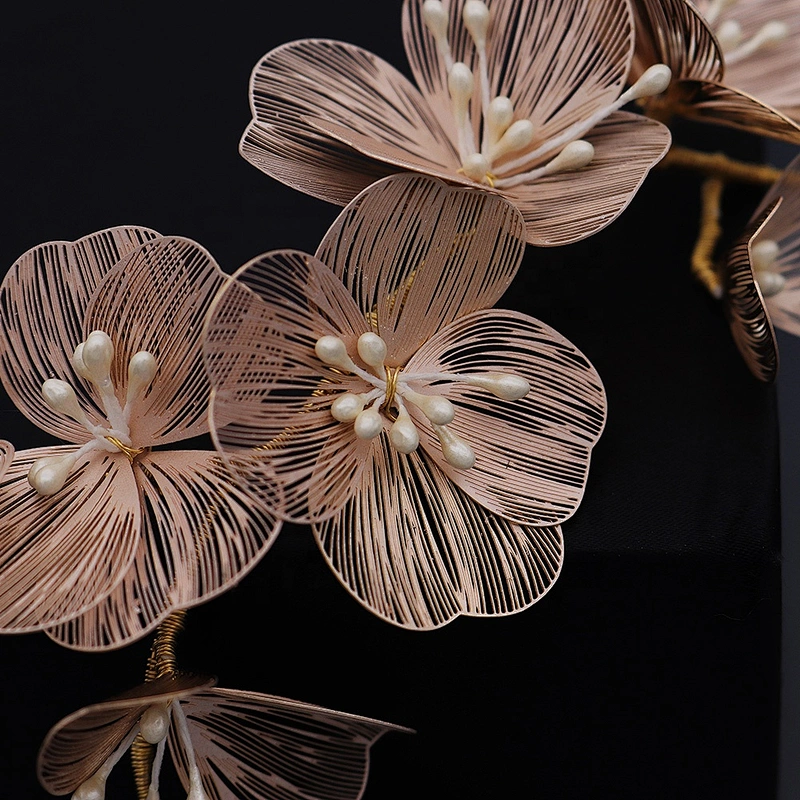 Korean Handmade Rose Gold Flower Set Hair Hairband Wedding hair Accessories
