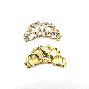 Handmade Flat Back Metal Glass Beads Jewelry Buckle For Garment Accessories