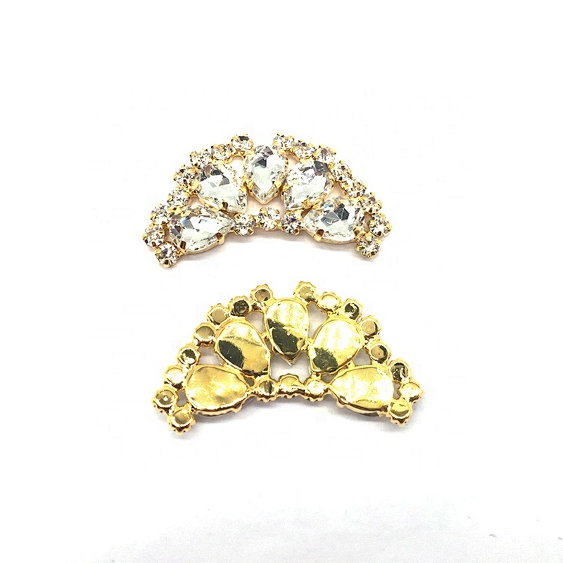 Handmade Flat Back Metal Glass Beads Jewelry Buckle For Garment Accessories