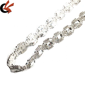 Wholesale Factory Make Clear Silver Rhinestone Beaded Trims For Wedding Dress