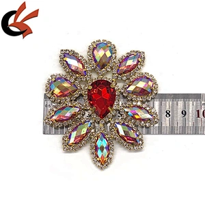 Factory wholesale colorful red AB sew on rhinestone appliques