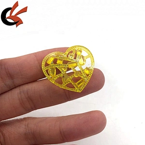 Heart shape yellow AB hollow resin loose sew on rhinestone for garment decoration