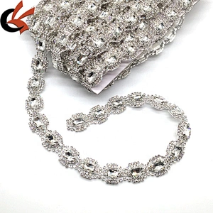 Wholesale Factory Make Clear Silver Rhinestone Beaded Trims For Wedding Dress
