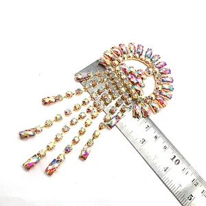 Wholesale multi crystal headband full colored sequin rhinestone buckle women garment accessory rhinestone tassel applique