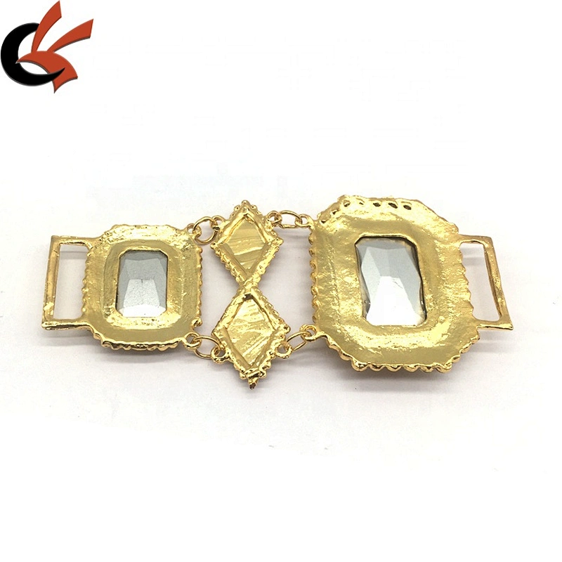 Diamante swimwear square buckles large pink jewel stone rhinestone connector of bikini hardware for Russia style