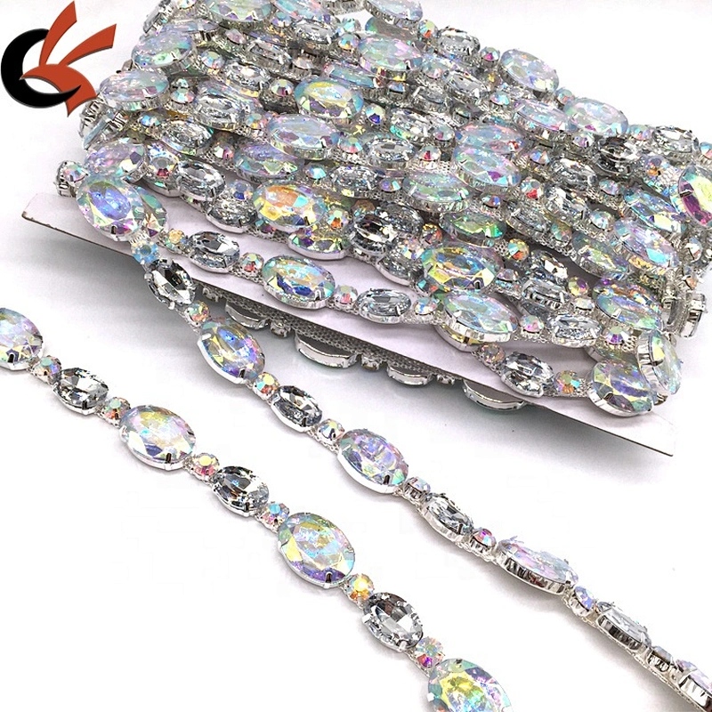 Making Garment Dress Decoration Rhinestone Trim AB Strass Silver Rhinestone Trim