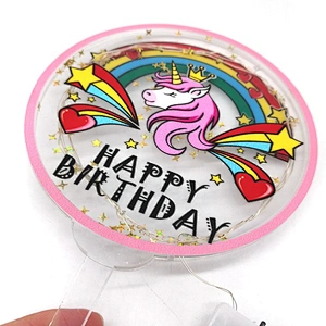 2020 New Arrival Custom Happy Birthday Glitter Acrylic  Cake Topper with LED light