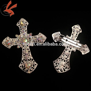 Vintage Rhinestone Christian Cross Brooch or Pin