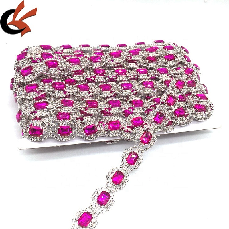 Bulk wholesale wedding decorative glass rhinestone silver setting rose crystal lace trim