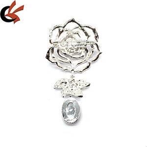 custom add logo pins brooches magnet available clear rose flower brooch for women