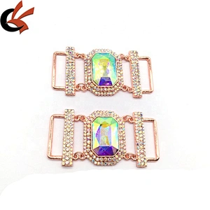 Fashion Crystal Jewelry Swimwear AB Rhinestone Rose Gold Plated Crystal Bikini Connector Buckle