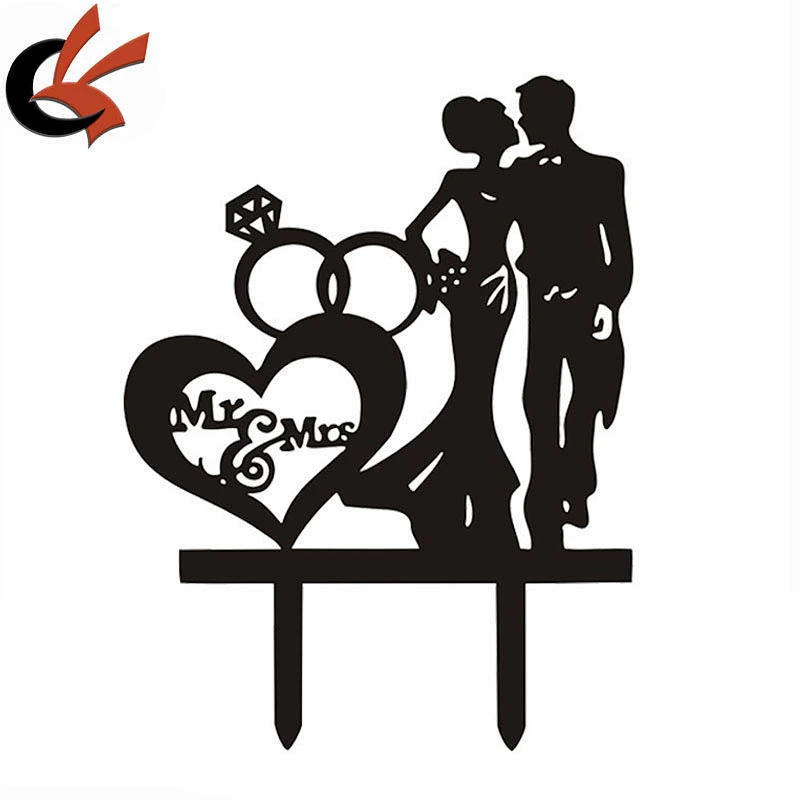 Laser Cut Personalized Mr&Mrs Black Acrylic Cake Topper