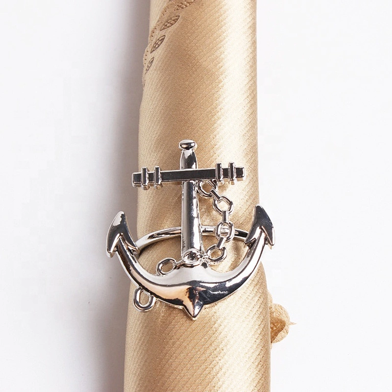 New model customize color ocean theme restaurant table decorative corsairs anchor shaped napkin ring