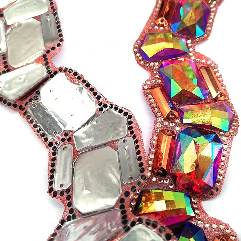 Decorative Different Shape Iridescent  Resin rhinestone Stone Iron On Trim