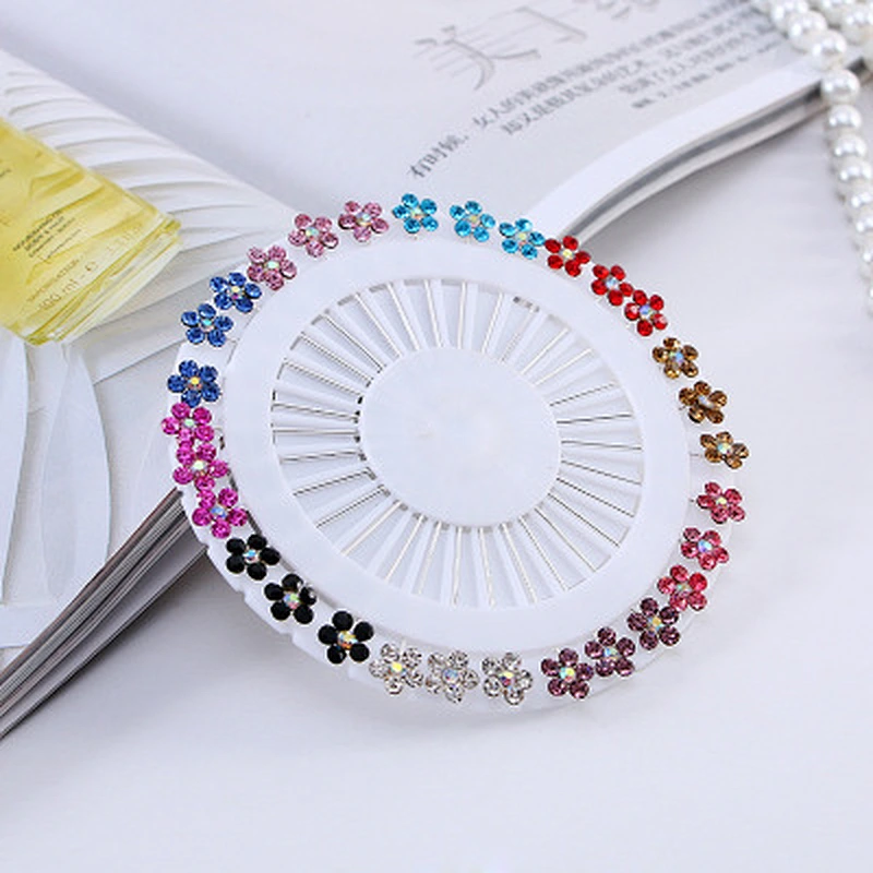 wholesale islamic safety corsage  brooch rhinestone scarf muslim brooches wheel hijab pins