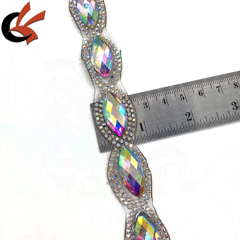 2021 Newest Clear AB crystal iron on trimming hot fix rhinestone tape trimming for Carnival