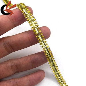 Factory direct sales New arrival Yellow glass Hot- fix rhinestone adhesive trimming
