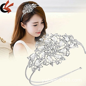 Wholesale Korean style headband crown head piece sliver rhinestone crystal jewelry crown tiara