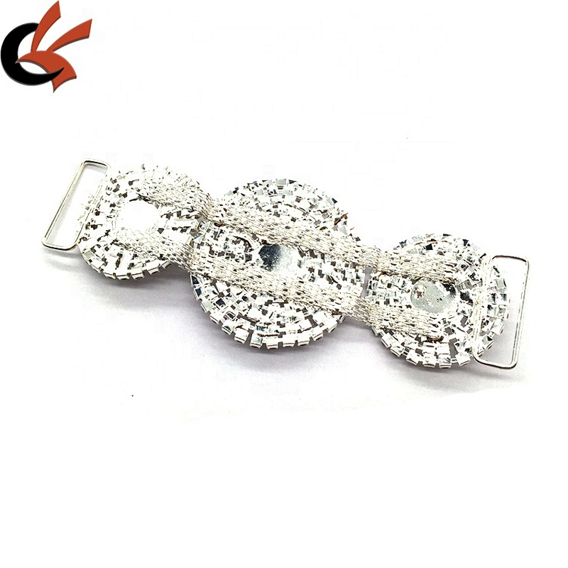 Custom fashion swimsuit accessories big circle designs rhinestone bikini connector for sale