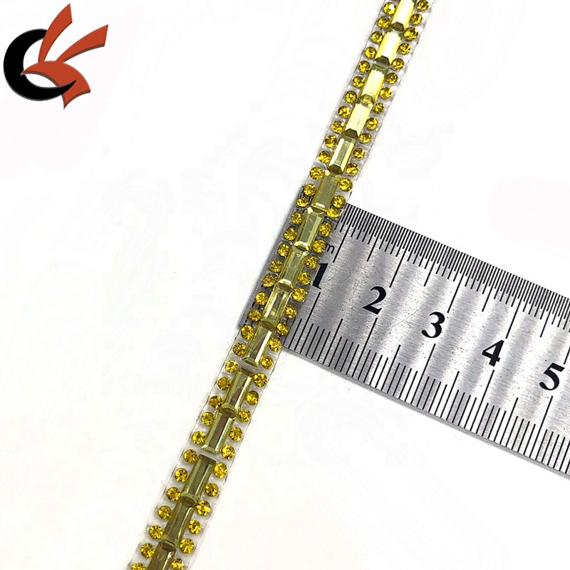 Factory direct sales New arrival Yellow glass Hot- fix rhinestone adhesive trimming
