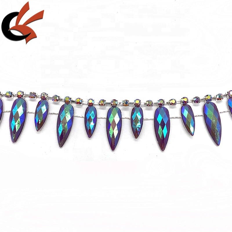 Fancy Drops tassel trimming shining AB colors rhinestone chain trimming