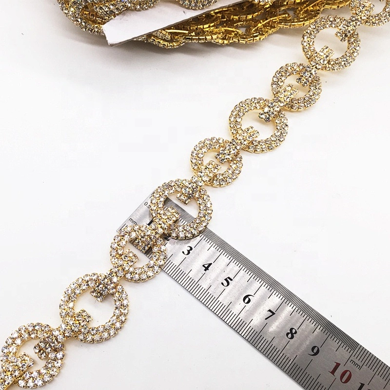 luxury crystal rhinestone hook-ups design trims sew on clear chain for bridal dress clothing garment