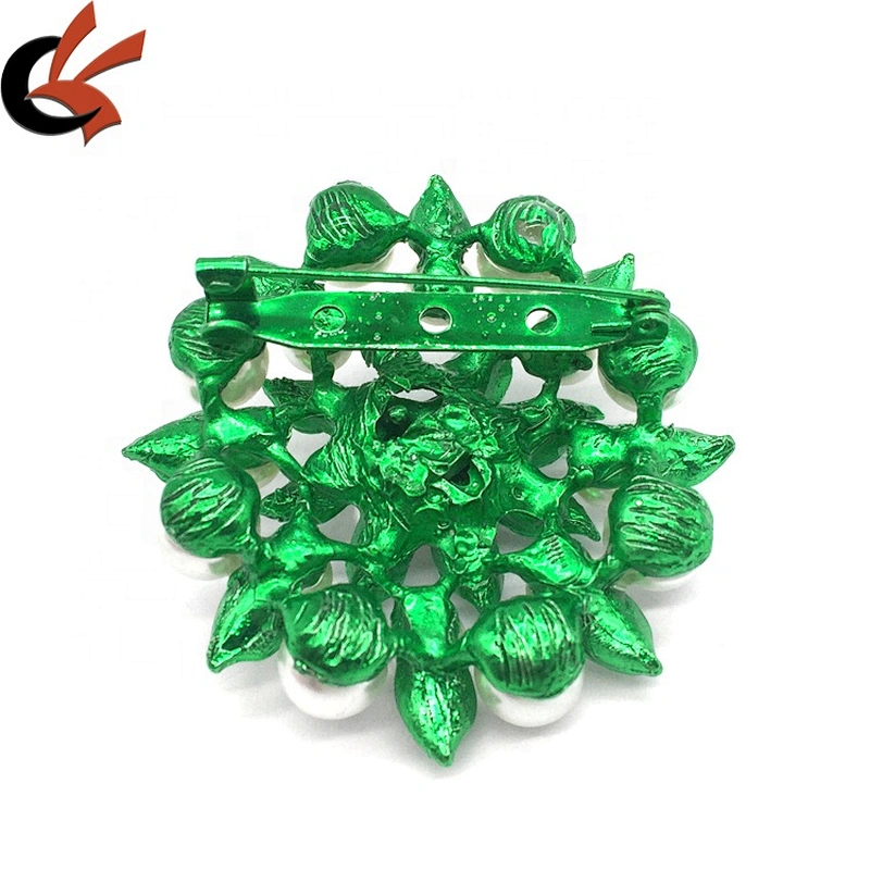 Hot sell fashion imitative pearl beaded crystal colored base rhinestone brooch pins