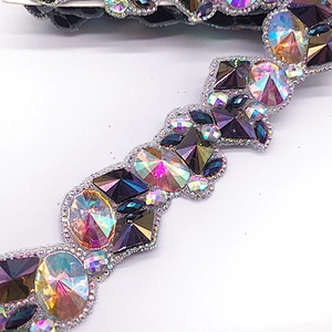 China supplier of Carnival costumes colorful iron on resin rhinestone trimming