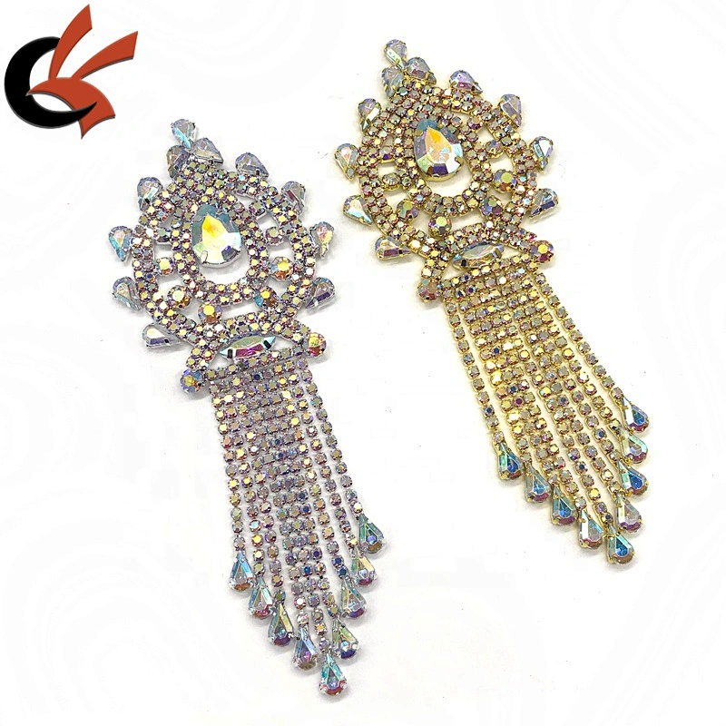 sewing silver gold base clear AB crystal rhinestone appliques for wedding decoration