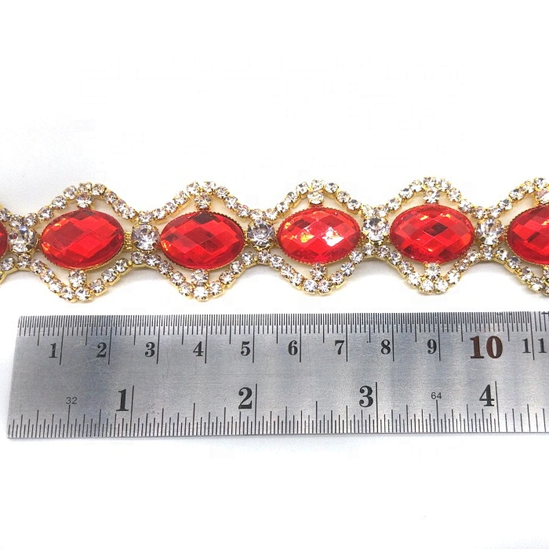 28mm oval Costume jewelry Red Crystal Cup Rhinestone Trimming