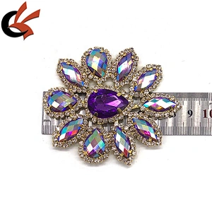 Diamante Rhinestones Gold Metal Motif Crystal Patch for Bridal Dress Embellishments