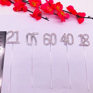 Vintage Rhinestone Number Wedding Cake Topper for Party Cake Decoration