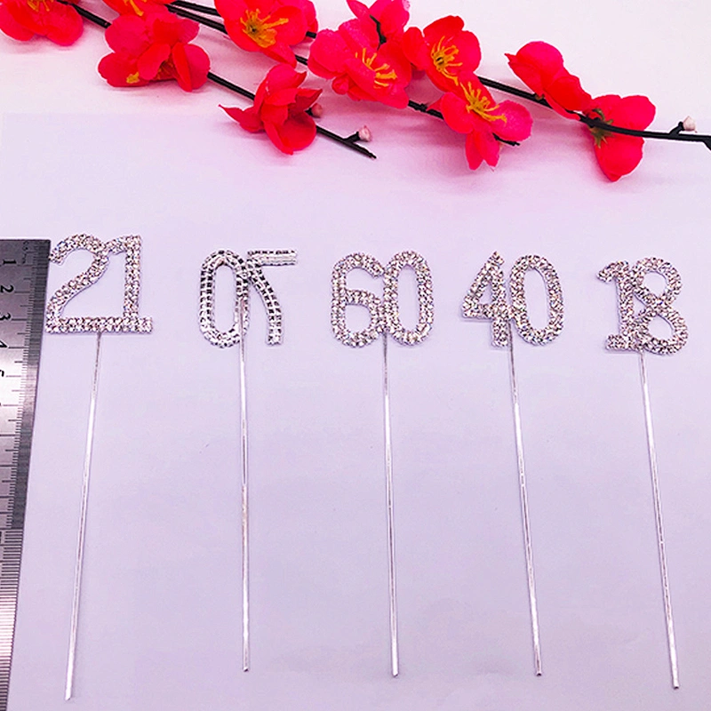 Vintage Rhinestone Number Wedding Cake Topper for Party Cake Decoration