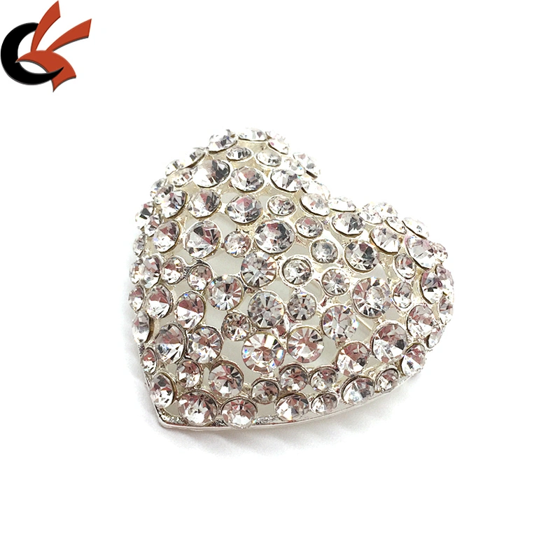 China manufacturer Wholesale Valentine Bridal Diamante Heart Shaped Crystal Brooch Pin