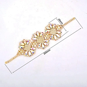 Custom Design Beaded Rhinestone Applique Patch Gold Claw Crystal Flower Applique Sewing Flatback Glass Crystal Chain