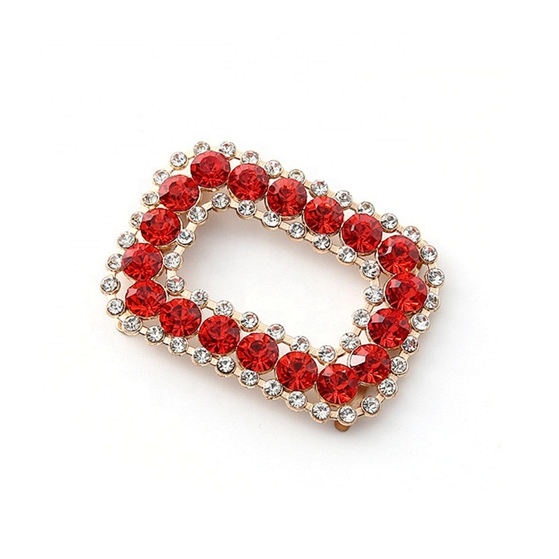 Hot sale shoe clips accessories square shape jewelry metal rhinestone crystal shoe buckle
