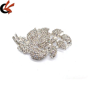 Custom Jewelry Fashion Luxury Wedding Bridal Big Crystal Maple Leaf Brooch Pin For Women