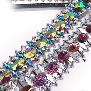 New arrival Hot fix Rhinestone Trim Sheets Iron On Rhinestone Mesh Strass Mix Color