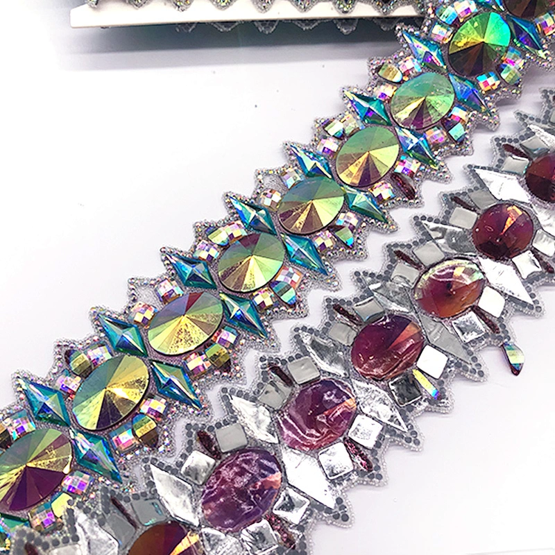 New arrival Hot fix Rhinestone Trim Sheets Iron On Rhinestone Mesh Strass Mix Color