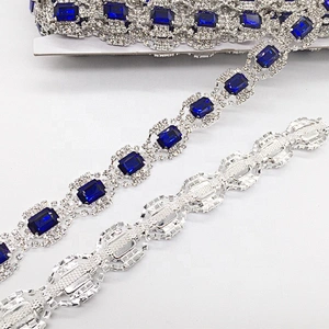 High Quality new style royal blue jewelry crystal rhinestone trims for clothing decoration