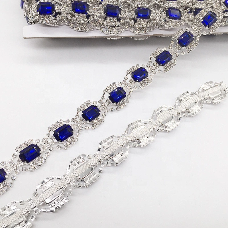 High Quality new style royal blue jewelry crystal rhinestone trims for clothing decoration
