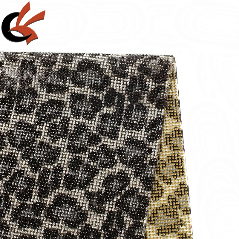 New arrive products hot fix sexy leopard print sheet rhinestone motif mesh for handbag and shoe