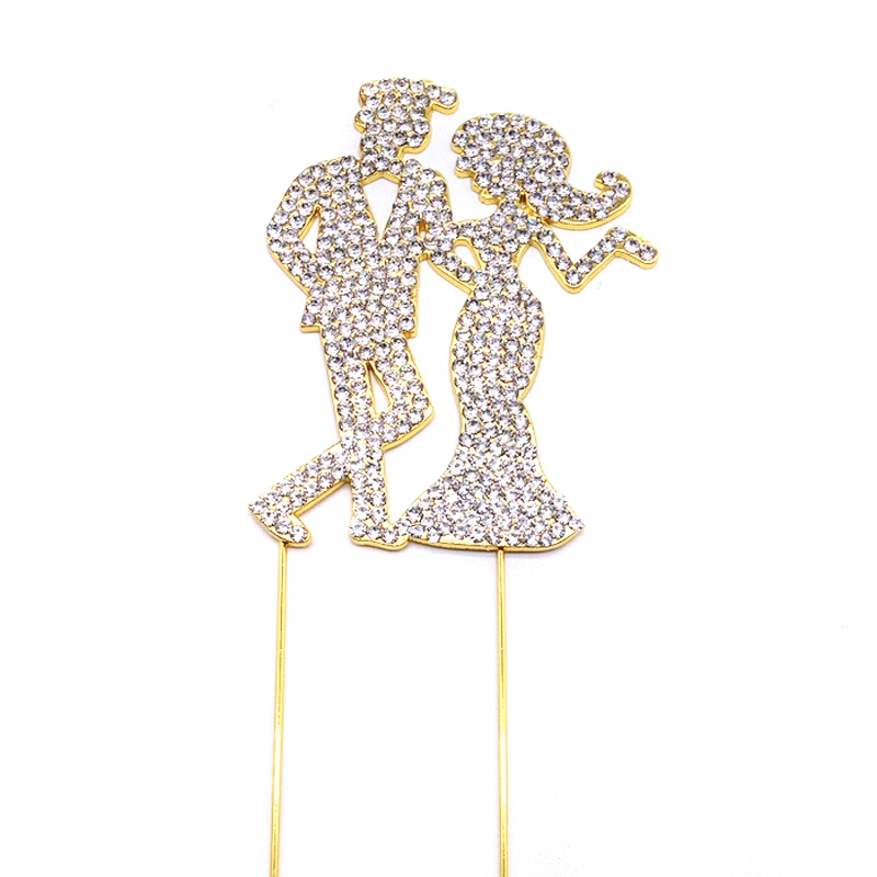 New Design sparkle couple rhinestone wedding cake topper for cake decoration
