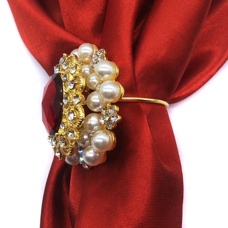 2020 Luxury Pearl Rhinestone Napkin Ring for table decoration