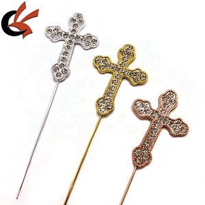 Metal cake topper Clear crystal rhinestone cross cake topper for cake decoration