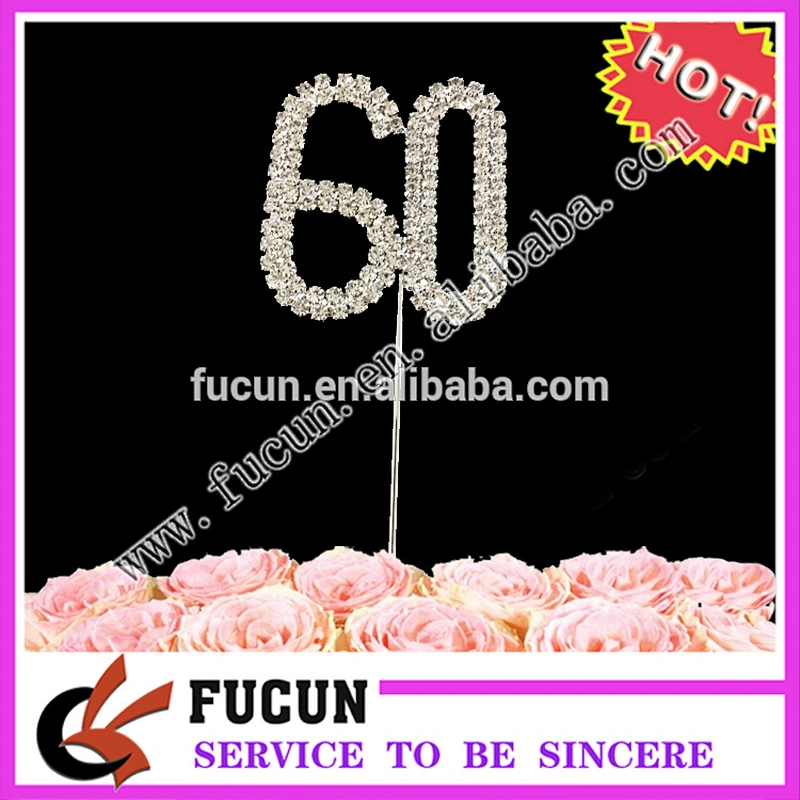 new product 2020 birthday party decoration rhinestone crystal cake topper for birthday